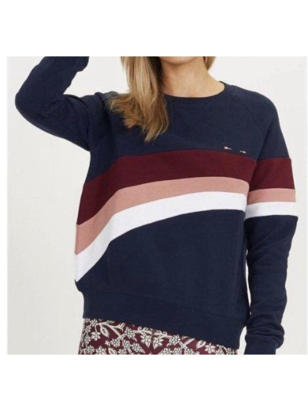 The Upside Sweatshirt Women’s Size L Crew Neck Long Sleeve Blue Striped